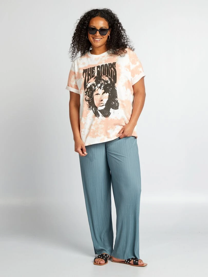Tee shirt tie and dye 'The Doors' Blanc/rose