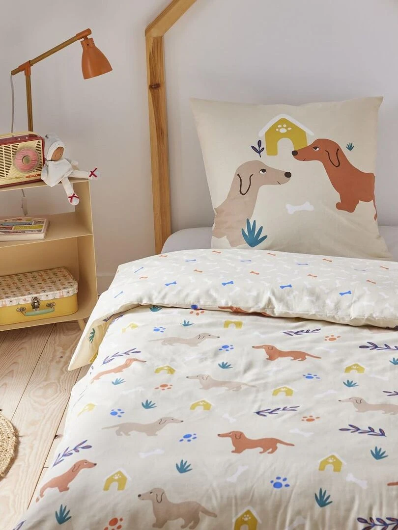 Future Home Parure de lit enfant en coton 57 fils imprimé Blanc