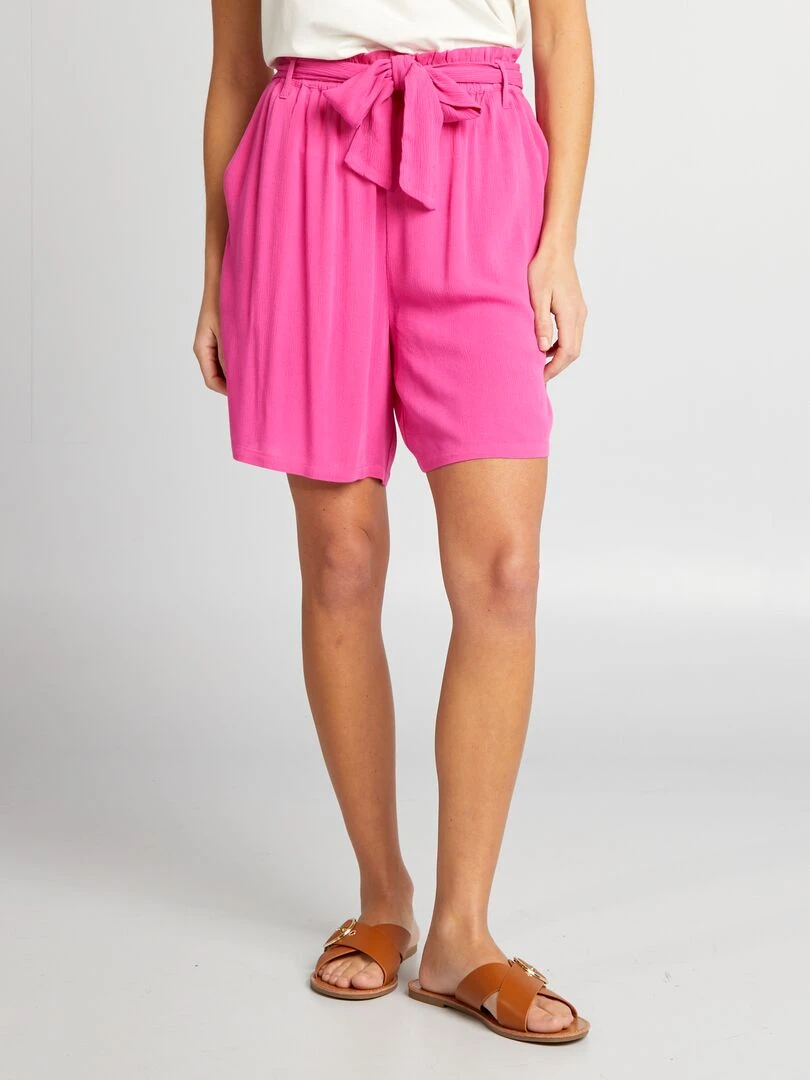 Short avec ceinture à nouer Rose