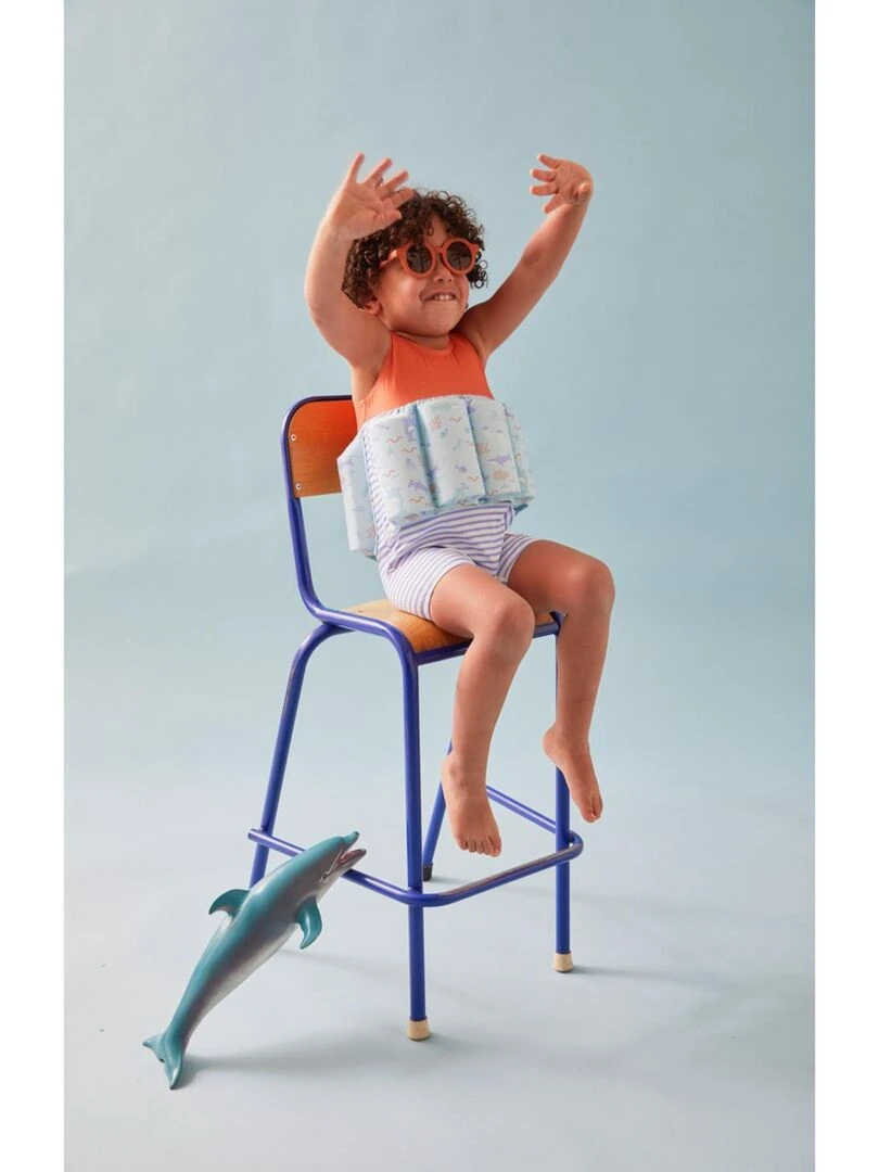 Maillot bouée à imprimés  orange/bleu clair   Archimède   Bleu