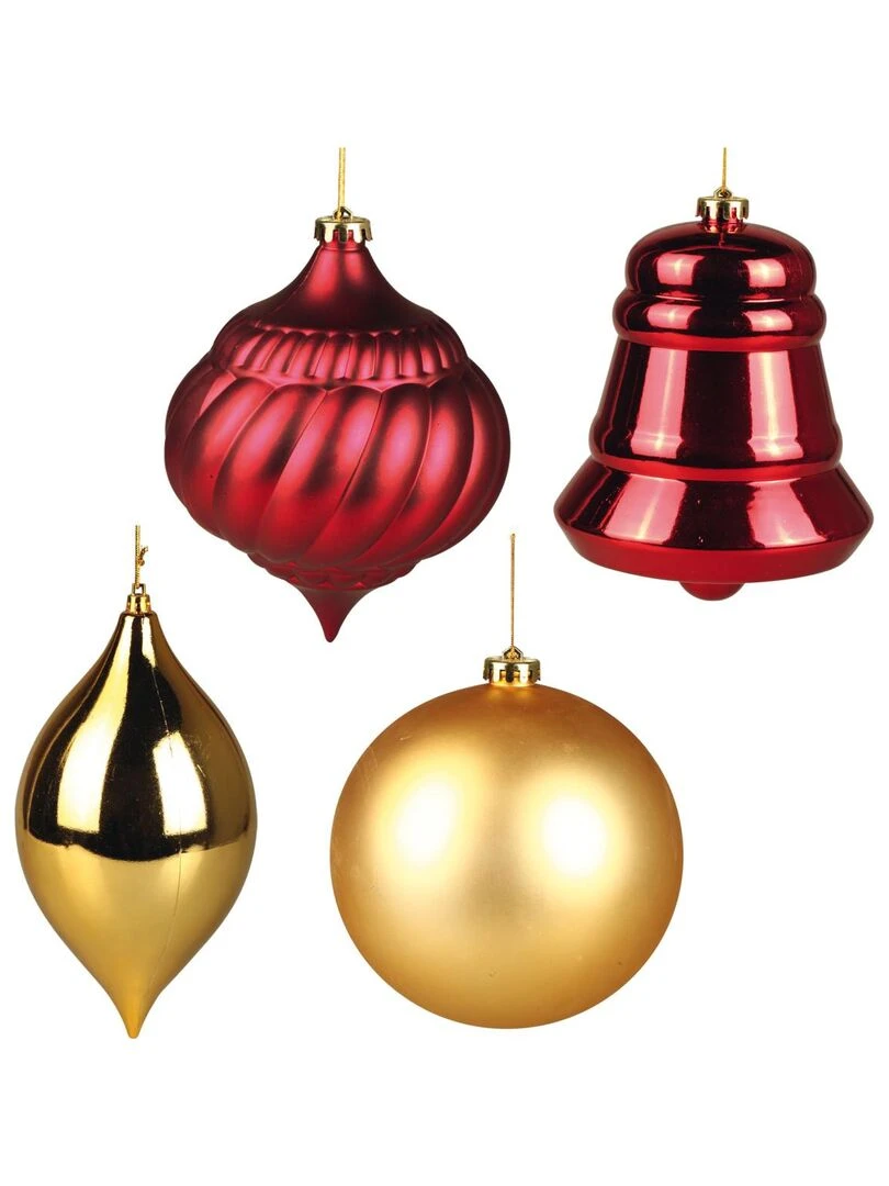 Set 4 boules de noel a suspendre Rouge