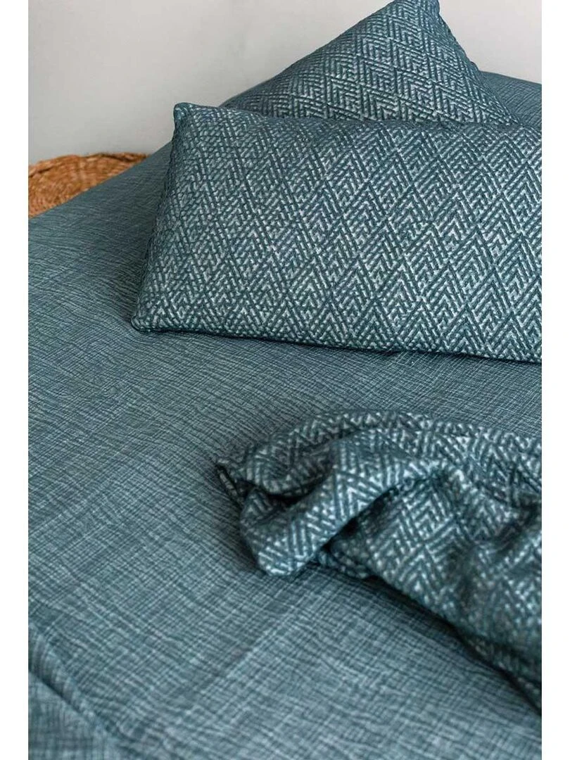 Coussin déhoussable Effet délavé Bleu pétrole