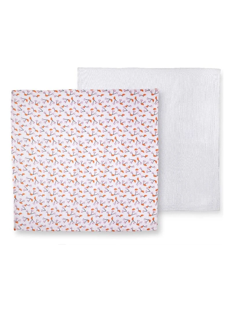 Lot de deux langes Escapade Kawaii 90x90 cm Rose