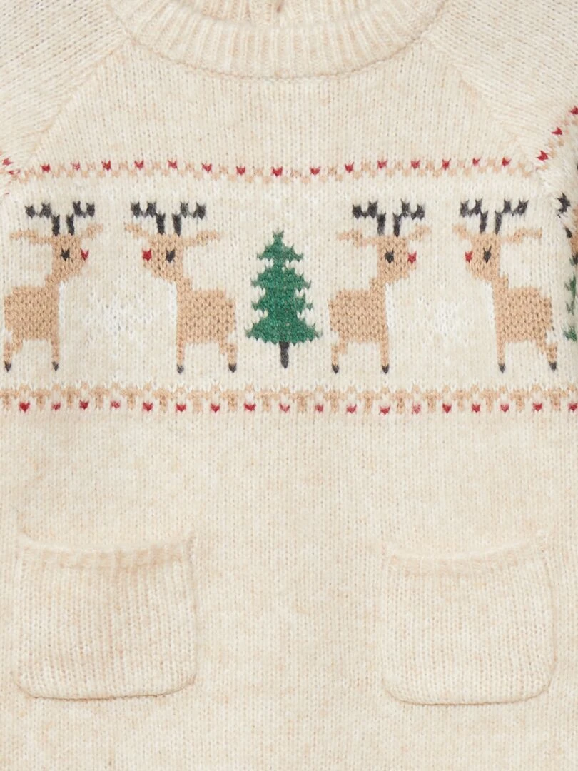 Combinaison en tricot imprimé Noël   Beige