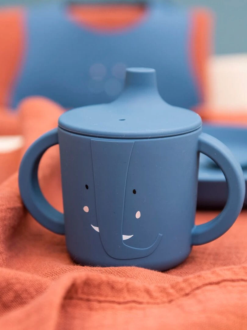 Tasse d'apprentissage silicone MRS. ELEPHANT Bleu