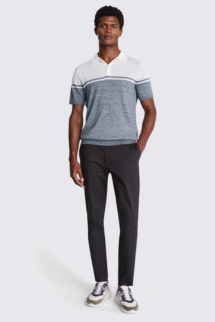Khaki Stripe Linen Blend Knitted Polo Buy Online at Moss
