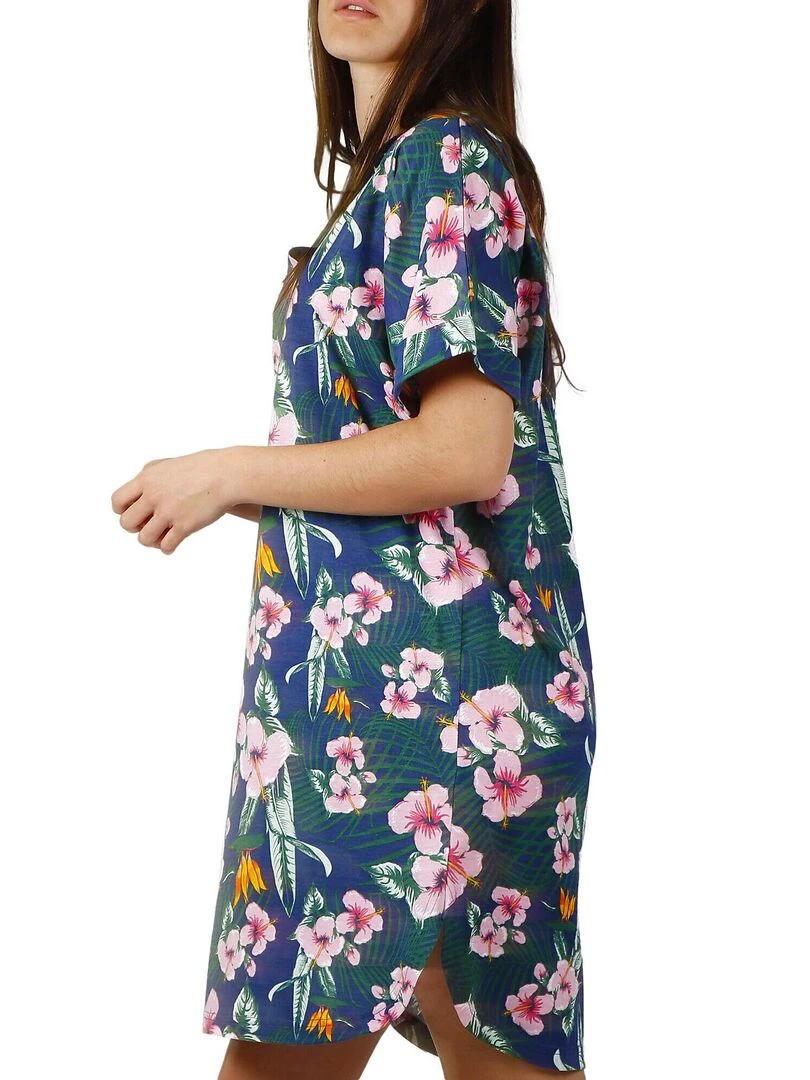 Robe de plage manches courtes Hawaii   Bleu marine