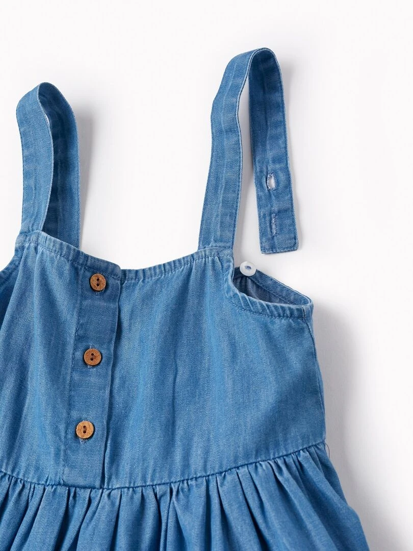 Haut en Denim à Bretelles pour Fille manches courtes   Bleu foncé