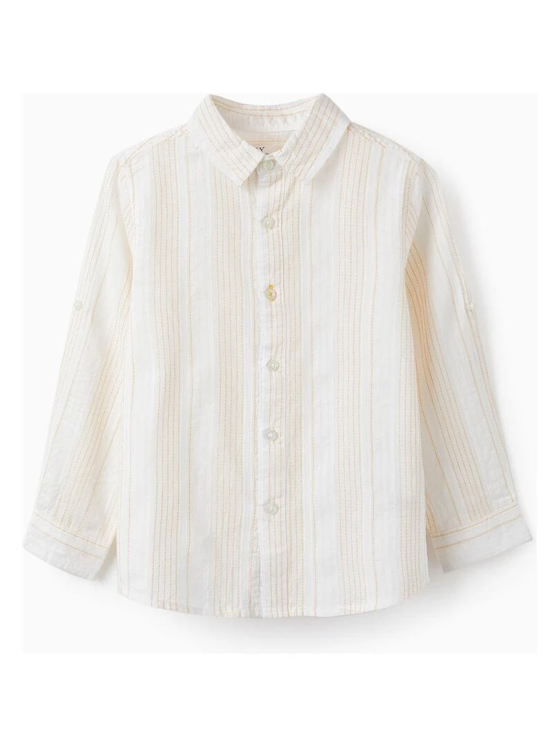 Chemise à manches longues en coton pour garçon manches longues CÉRÉMONIE Blanc