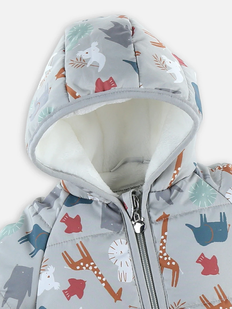 Veste Déperlante Doublée De Veloudoux    Noir Blanc