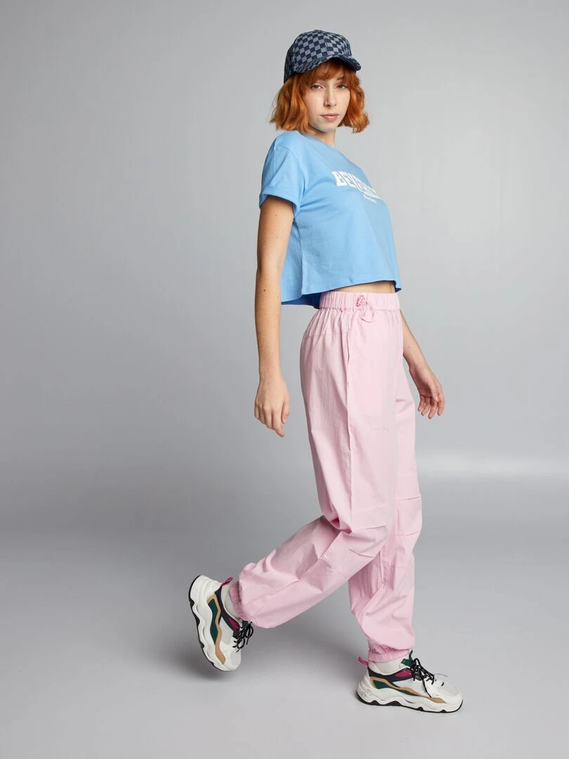 Pantalon léger et large Rose