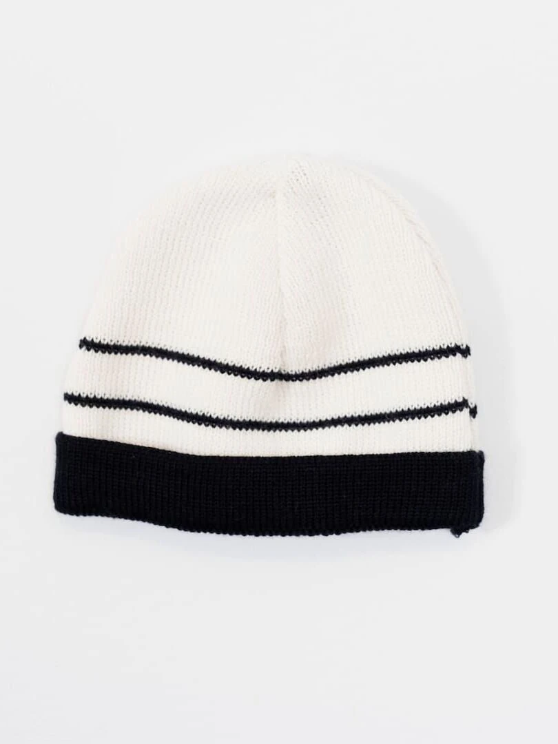 Bonnet à revers en laine Petits Marins Blanc Bleu