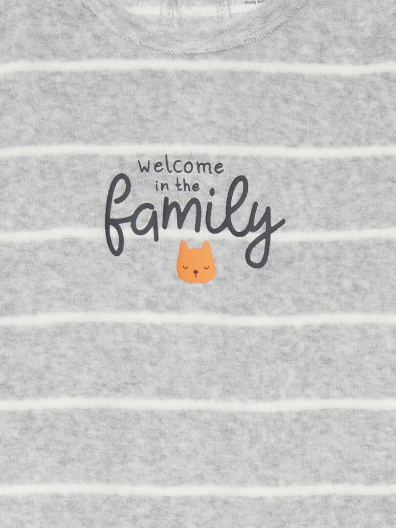 Pyjama dors bien en velours Gris 'chat'