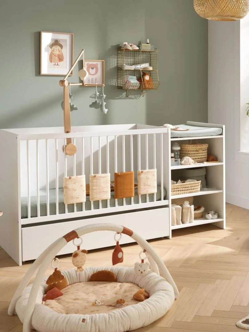 Tiroir de lit combiné évolutif blanc sur roulettes   BABYPRICE   Blanc