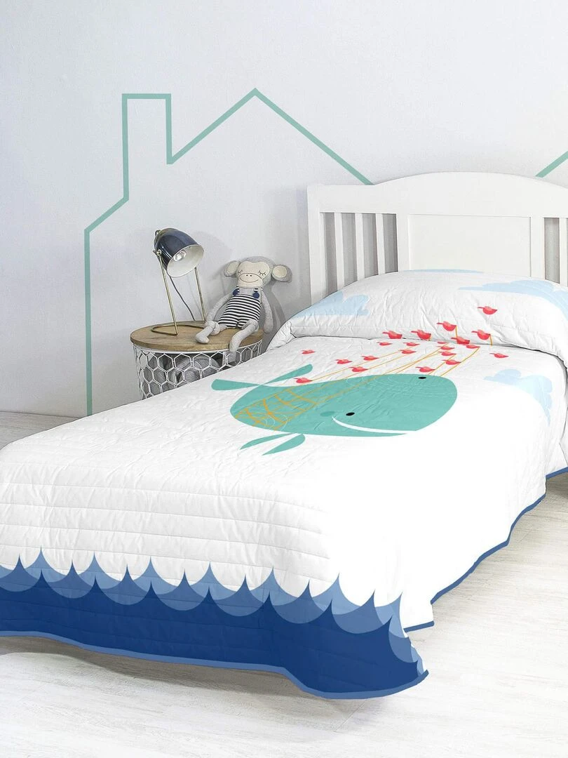 Couvre lit Whale "Happyfriday" Blanc