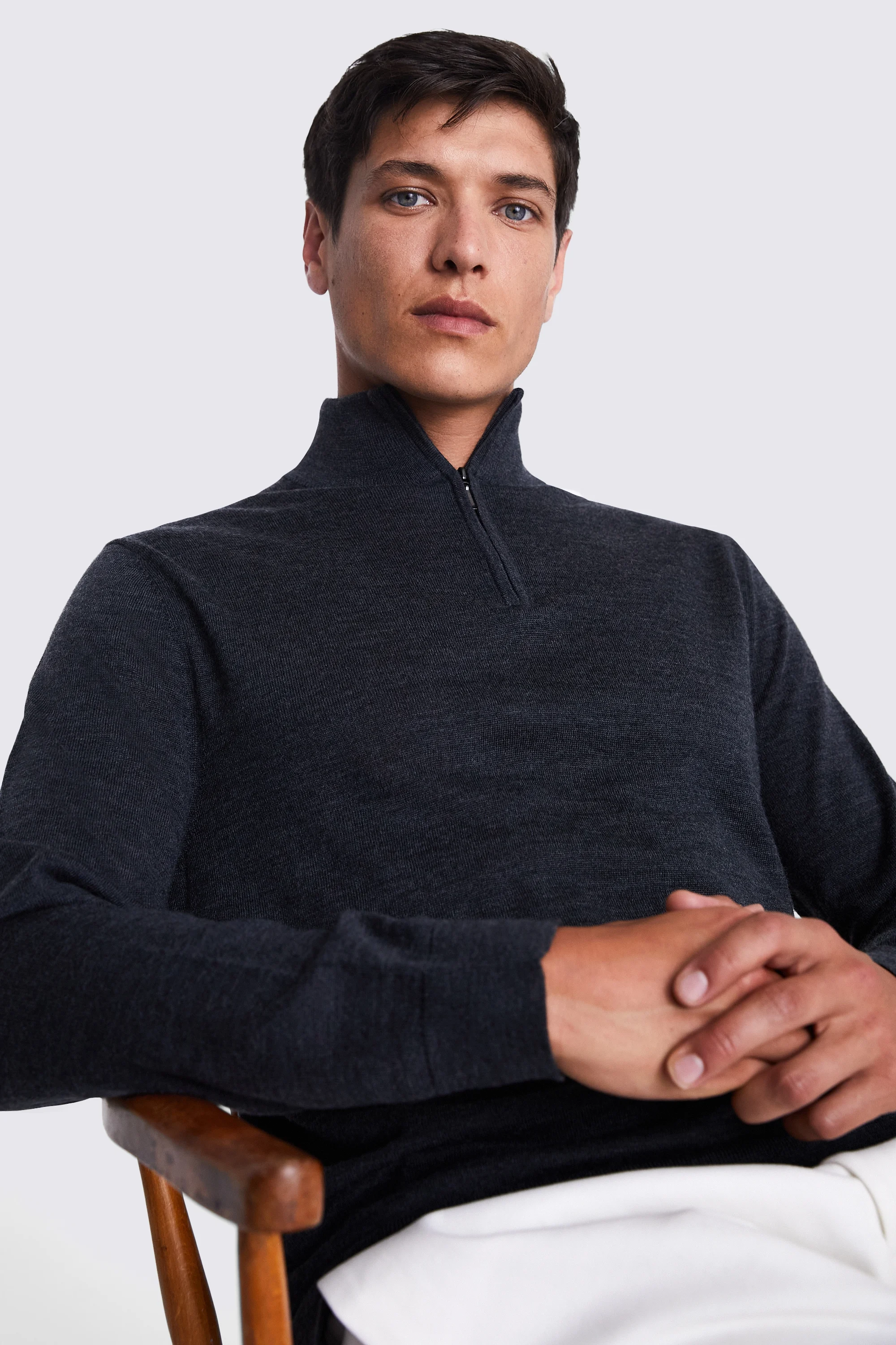 Navy Merino Crew Neck Jumper   Buy Online at Moss
