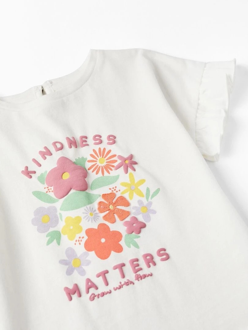 T shirt à manches courtes pour bébé fille 'Kindness Matters' manches courtes THE WAVE TRIBE   Beige clair