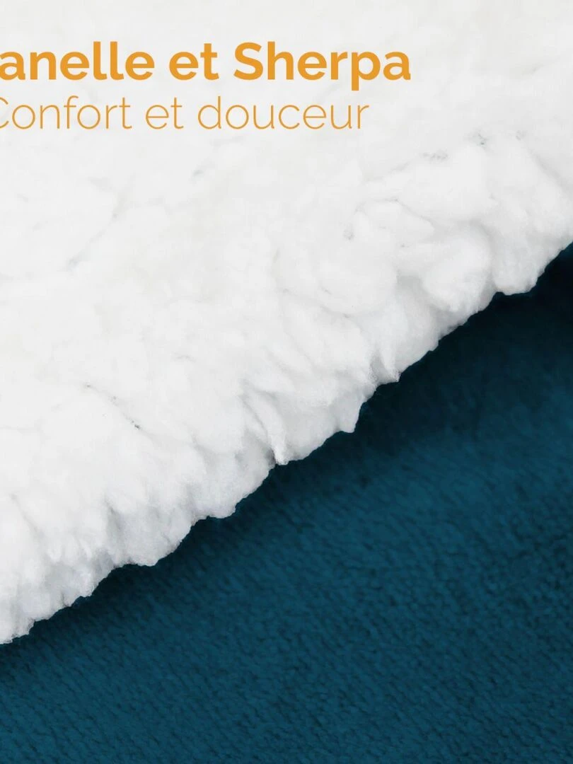 Couverture  plaid polaire en flanelle et sherpa ultra doux   Vivezen   Bleu