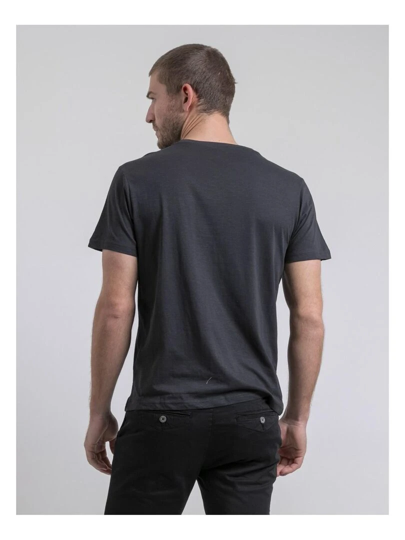 T shirt col rond pur coton NAPAMOX gris anthracite