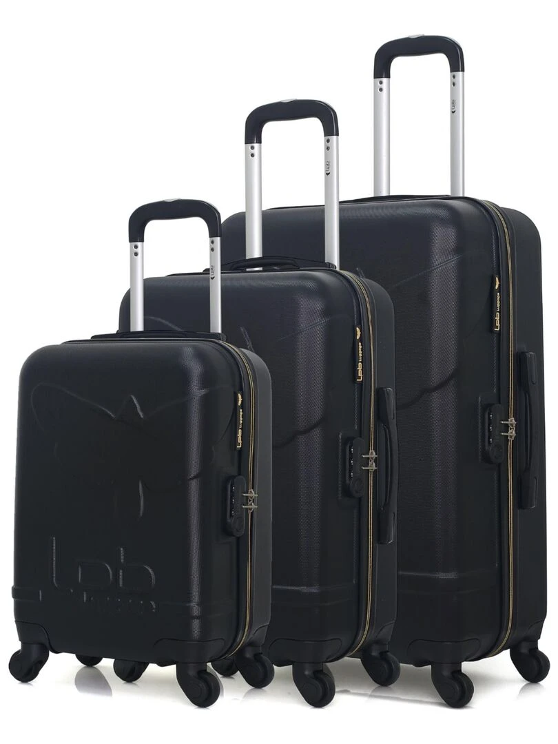 LPB LUGGAGE SET DE 3 ABS NORINE A 4 ROUES Noir