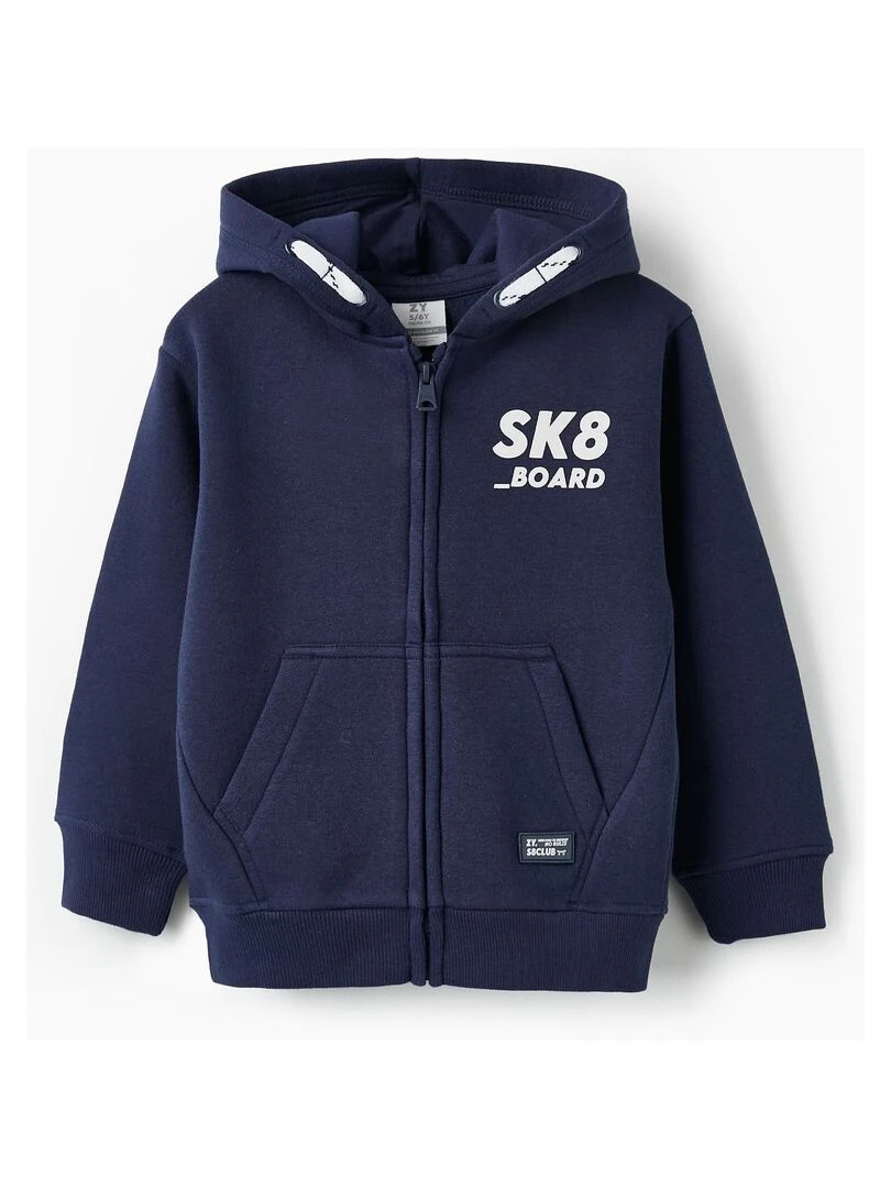 Manteau à Capuche en Molleton pour Garçon Skater's’ Dictionary Bleu foncé