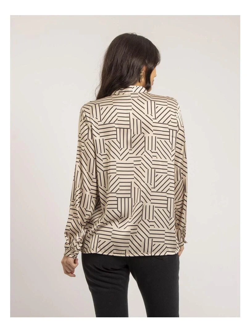 Blouse fluide motifs OZALIA Ecru