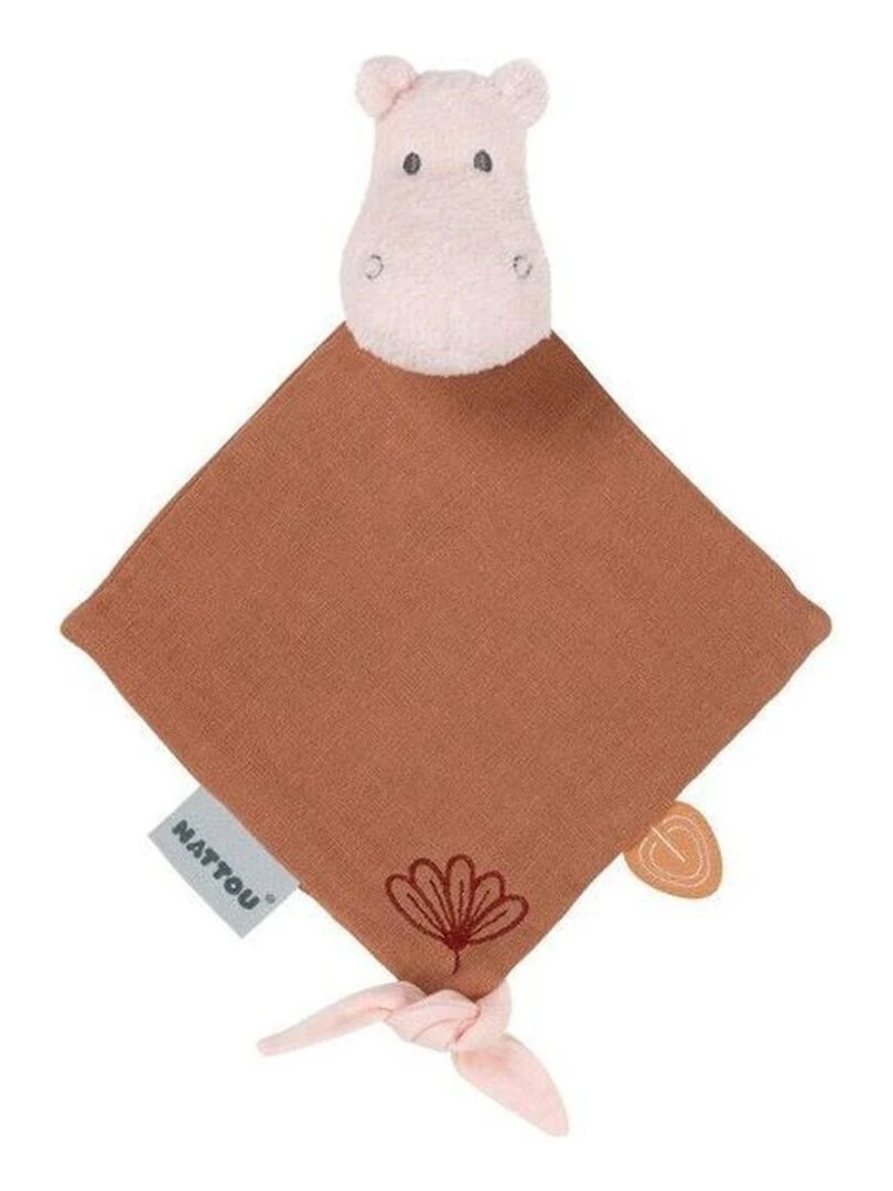 Doudou Nattou Attache tétine Hippo Rouille Susie et Bonnie Marron