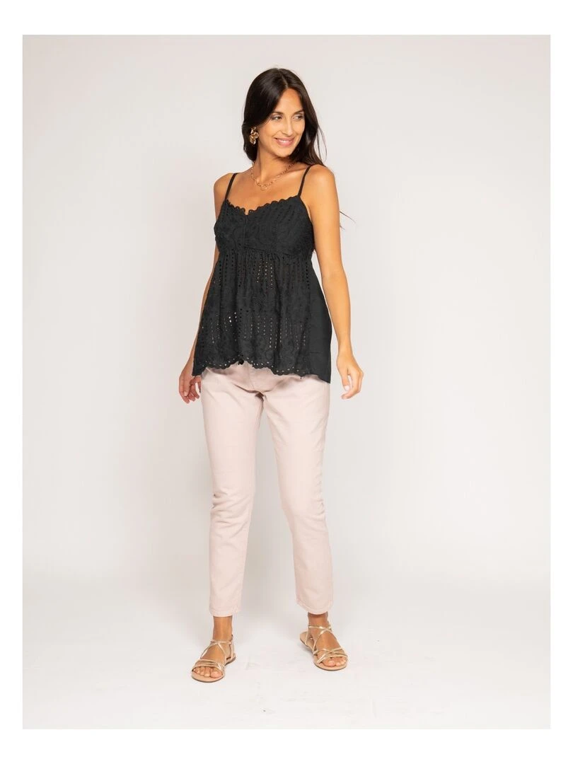 Top broderies anglaises FEVE   Noir