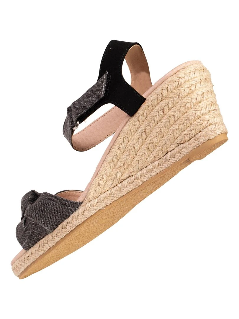 Espadrilles Femme nœud talon Noir   Noir
