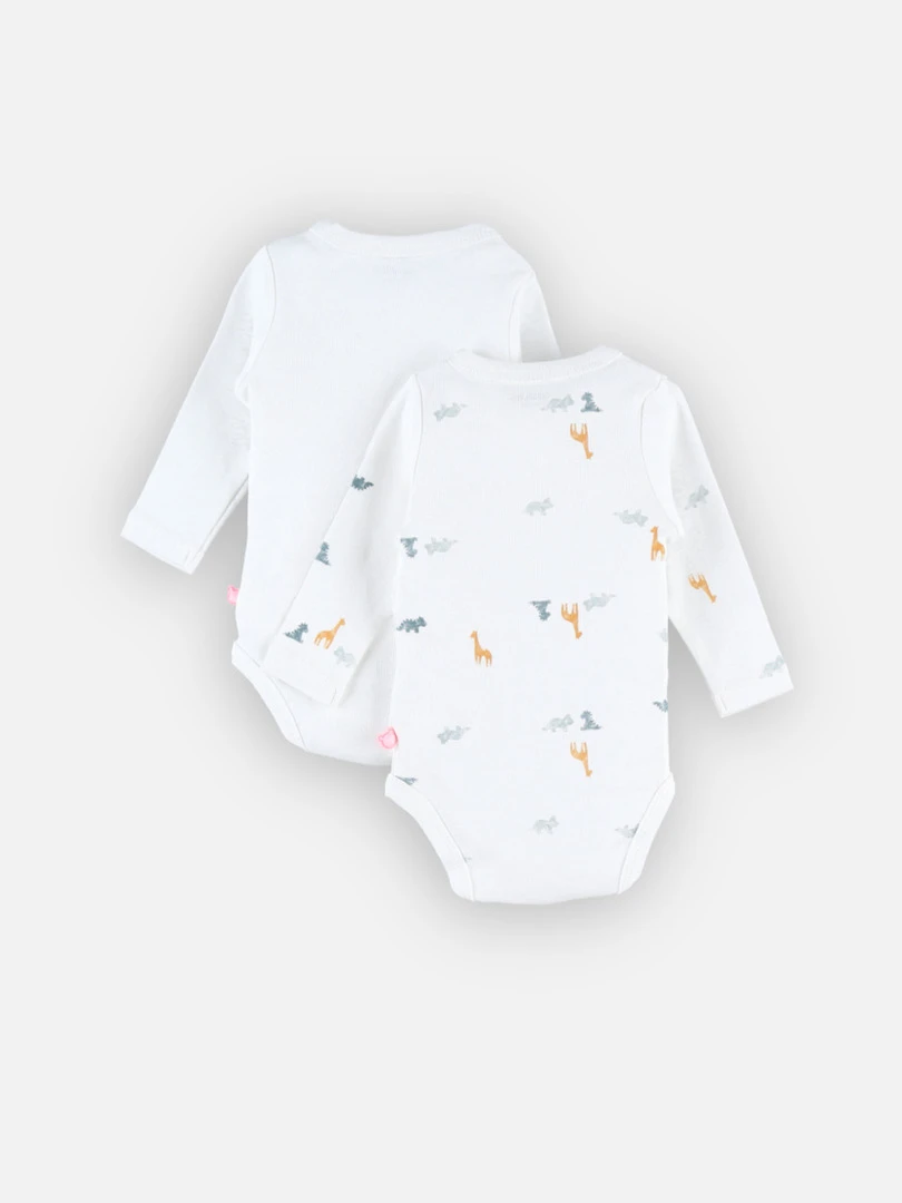 Set De 2 Bodys Croisés En Coton Bio    Noir Blanc