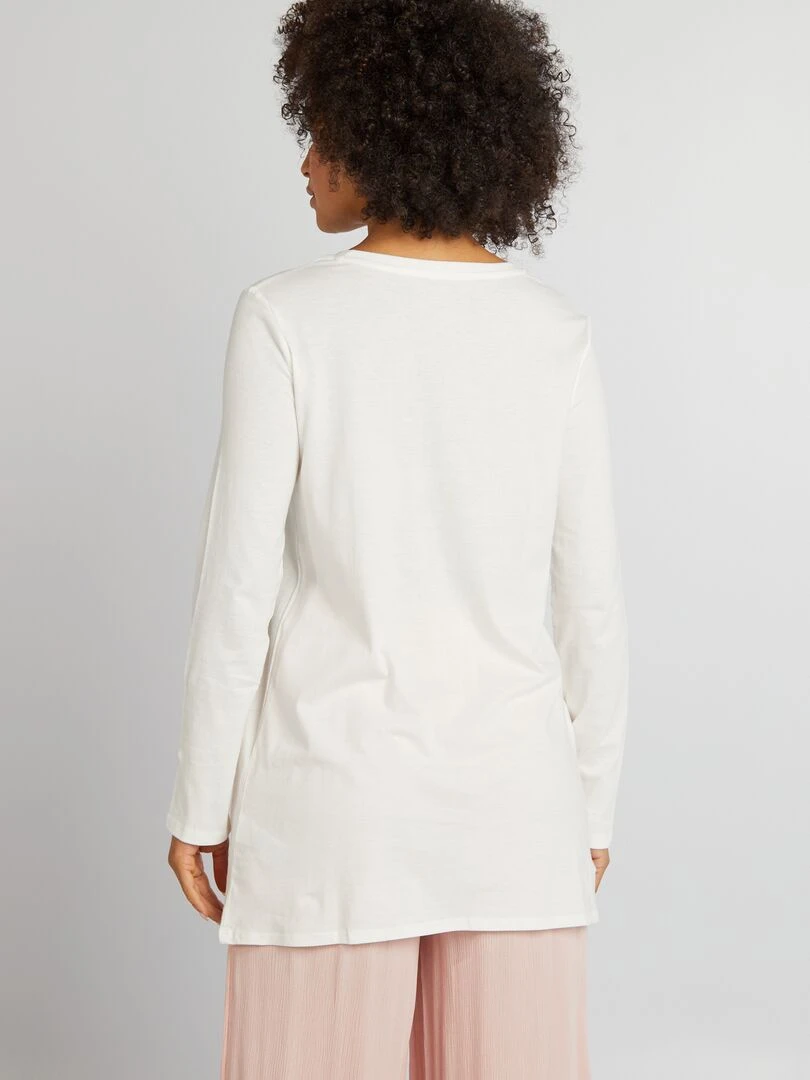 T shirt long à manches longues   Blanc