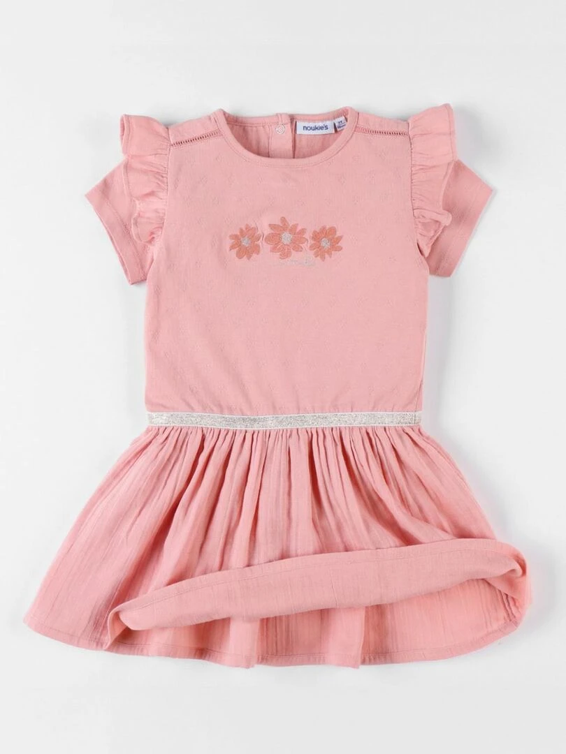 Robe bi matière à manches courtes  clair   Noukie's   Rose