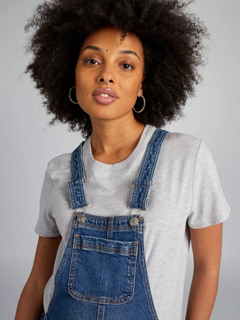 Salopette de maternité en denim stretch   Stone