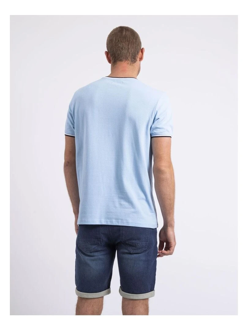T shirt col rond pur coton NILOTIN   Bleu ciel
