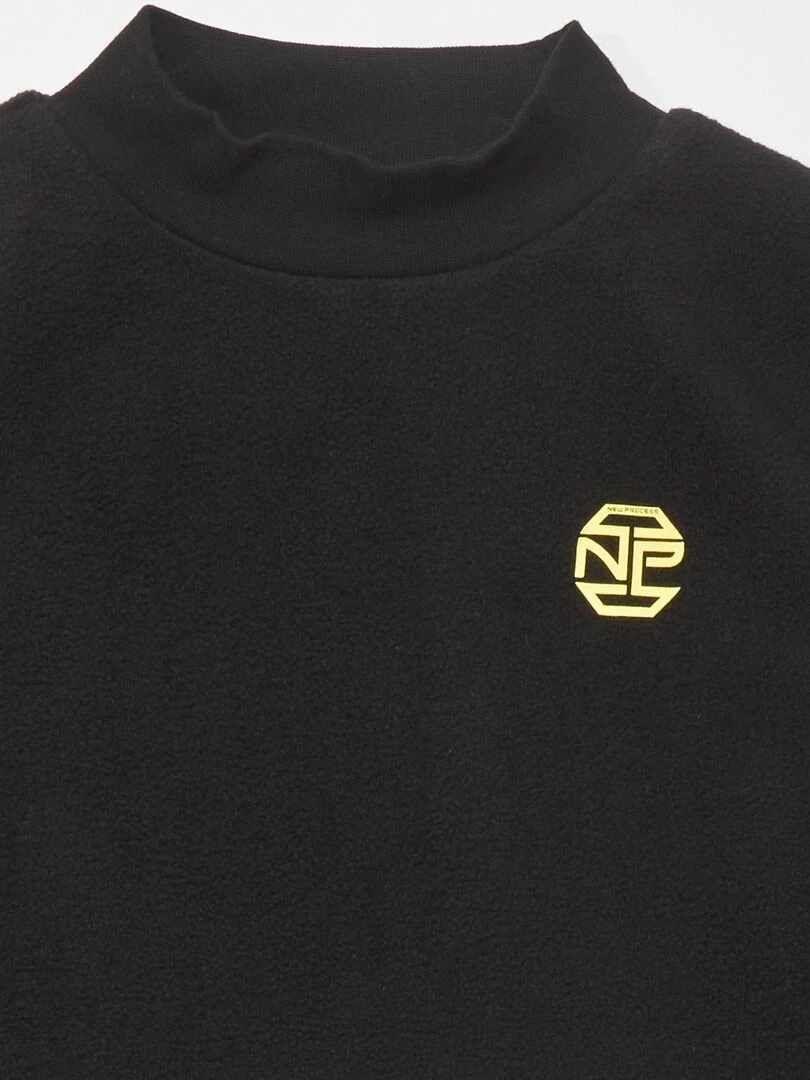 T shirt à manches longues en maille polaire Noir