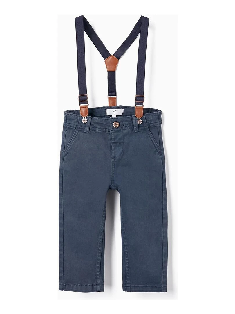 Pantalon en sergé avec bretelles pour bébé garçon ATLANTIC COMPANY Bleu foncé