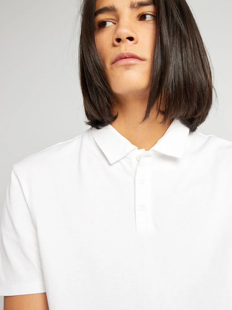 Polo en coton à manches courtes   blanc