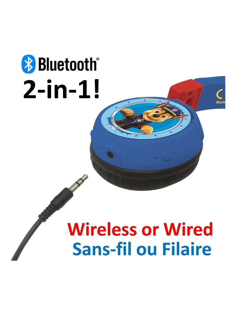 Casque 2 En 1 Bluetooth® Et Filaire Limitation De Son Design Pat’ Patrouille N/A
