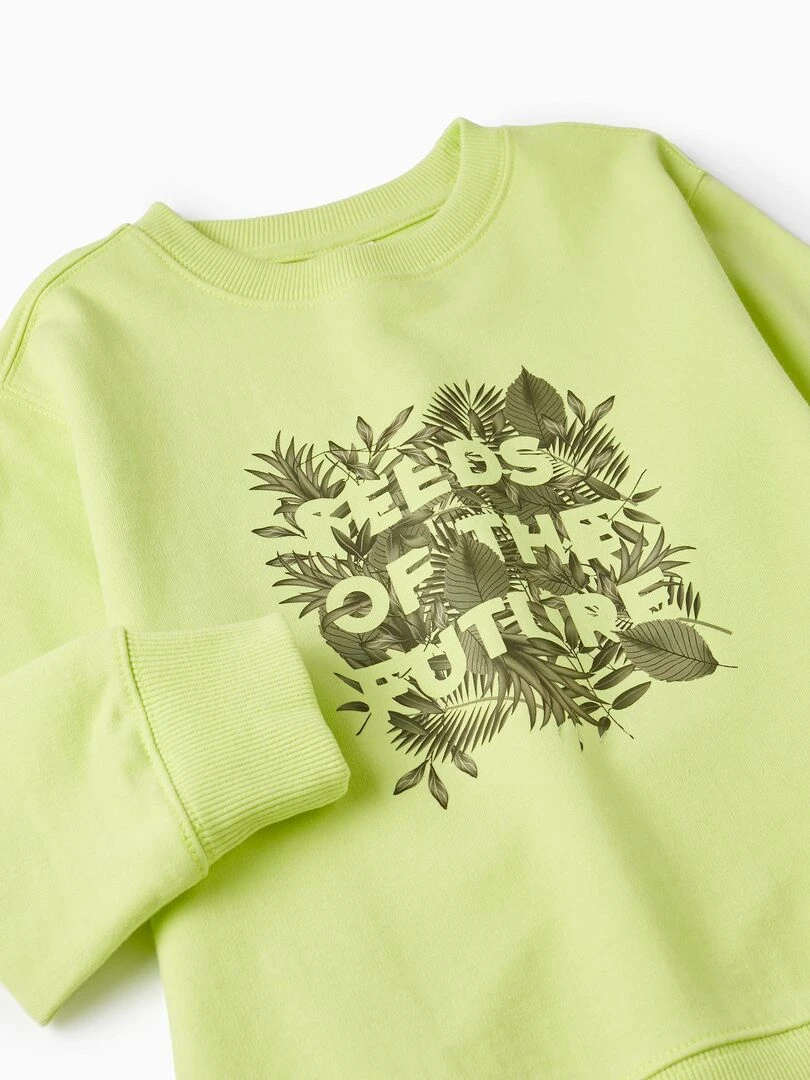 Pull en coton pour garçon 'Seeds of the Future'  NATURE TAKEOVER   Vert clair