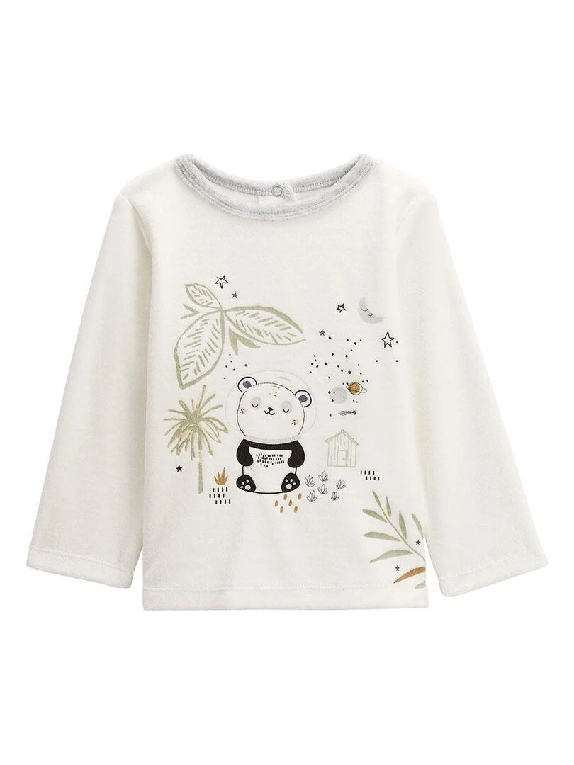 Pyjama bébé 2 pièces en velours Tropic Moon Ecru