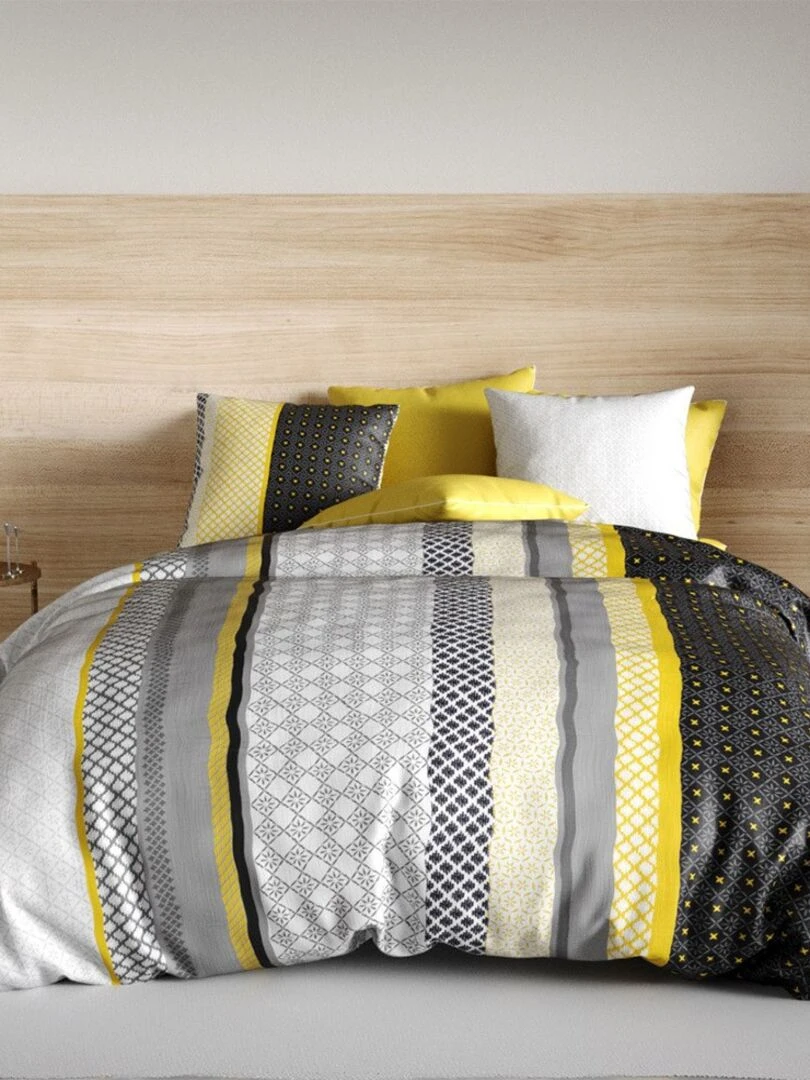 Housse de couette 260x240 Lumi + 2 taies 100% coton 57 fils   Blanc