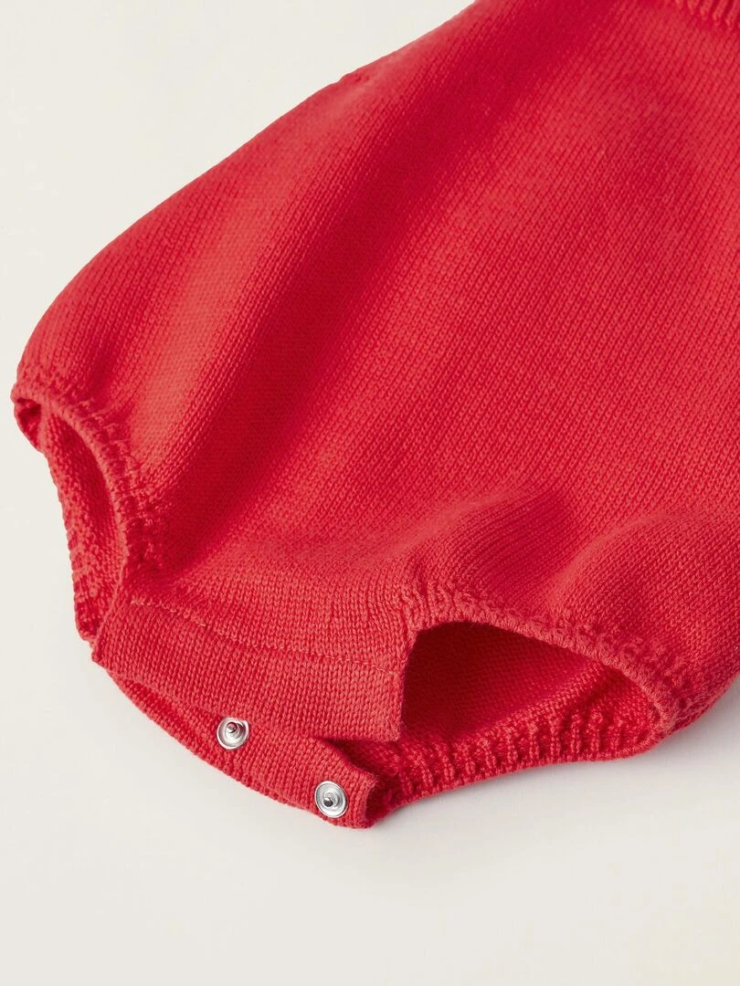 Combi short en Maille de Coton pour Nouveau Né   Rouge