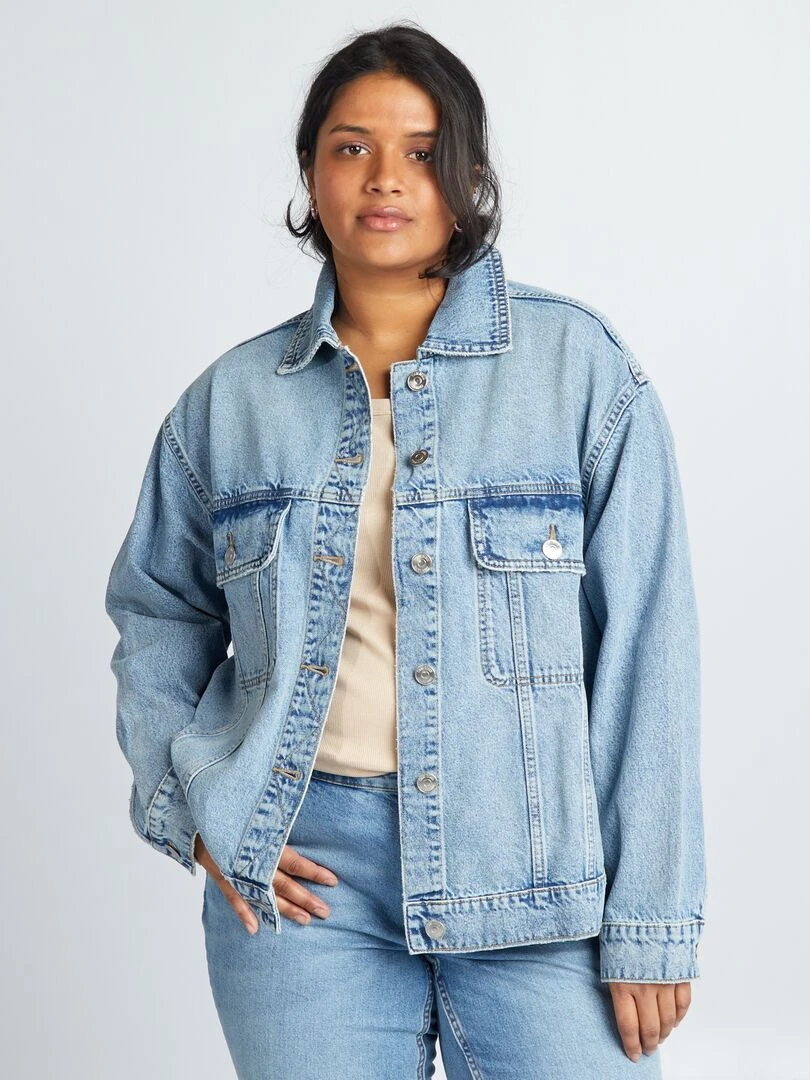 Veste en denim coupe rétro   Triple stone
