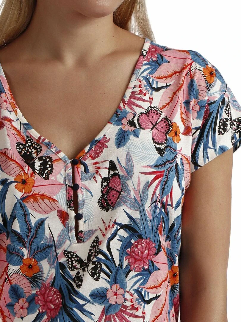 Chemise de nuit manches courtes Butterflies   Bleu