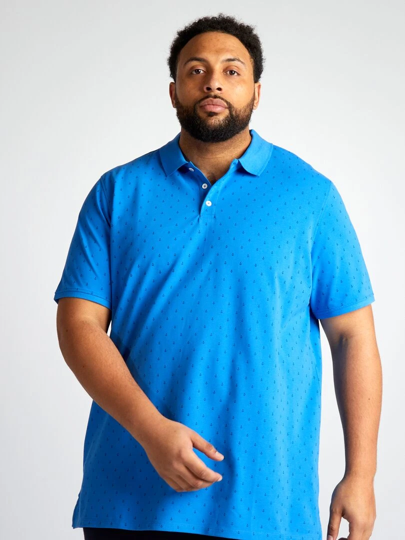 Polo en piqué de coton avec motif Bleu