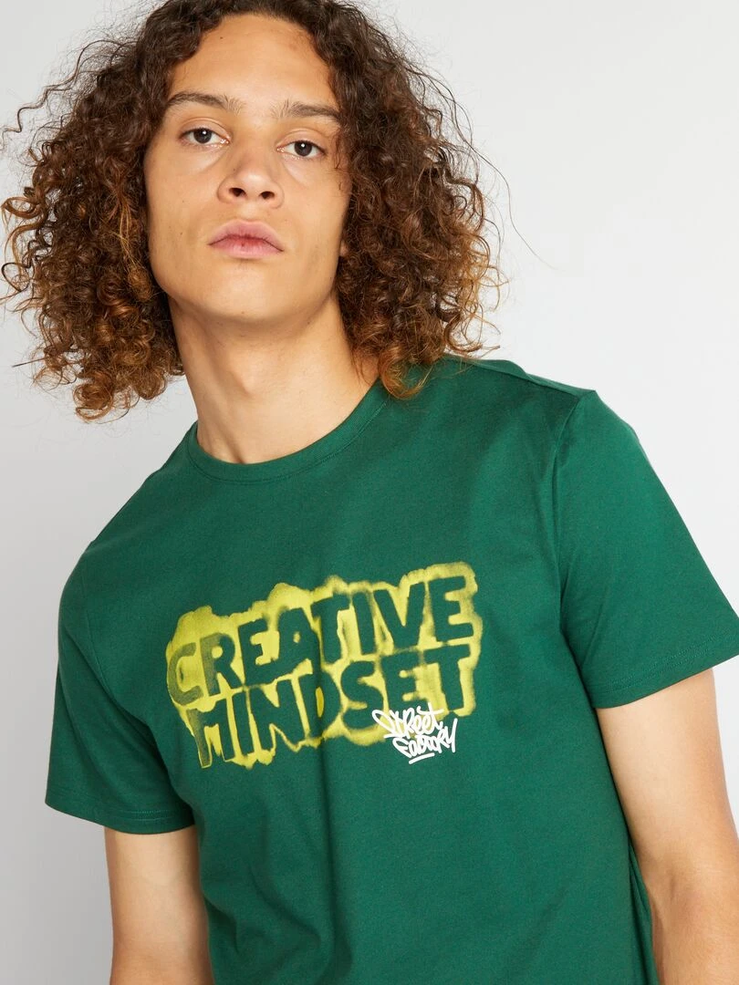 Tee shirt en jersey avec imprimé   Vert