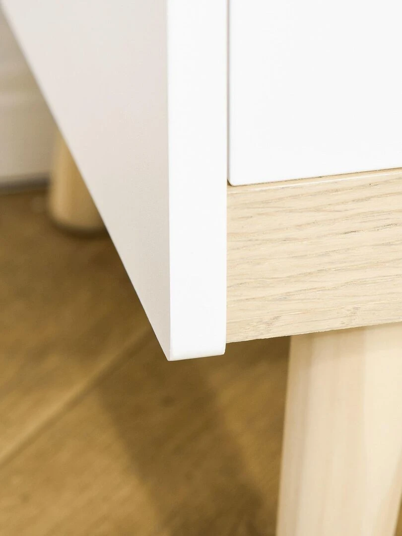 Commode 3 tiroirs design scandinave blanc aspect chêne clair   Blanc