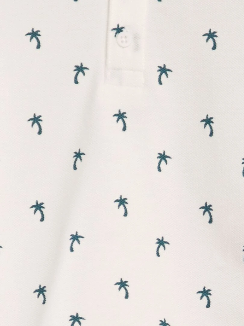 Polo en piqué de coton avec imprimé Blanc 'palmiers'