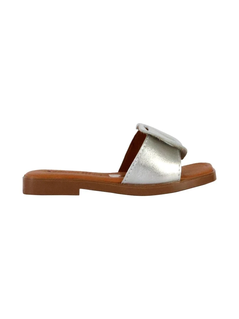 Mules Plates Cuir The Divine Factory Alénoa Gris