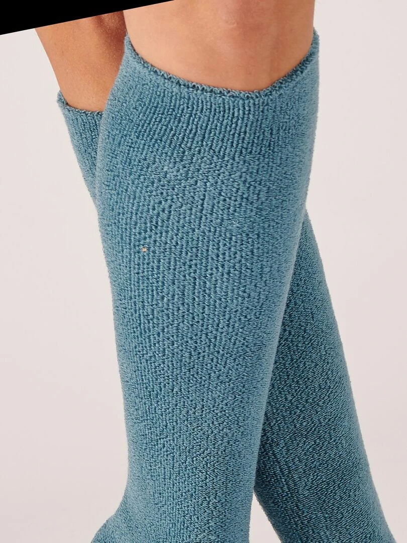 Mi bas jersey maille bouclette Thermolactyl   Damart   Bleu gris